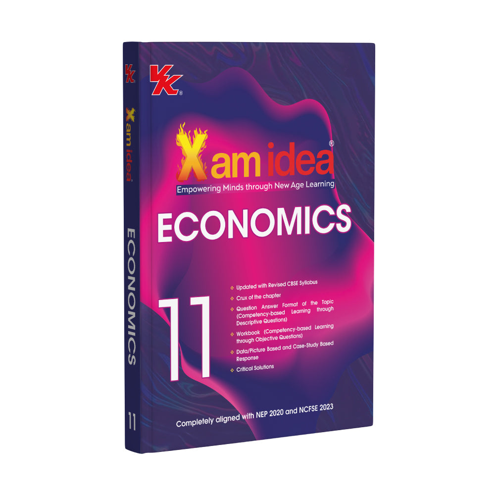  Xam idea Class 11 Economics (2025-26) | Latest CBSE Syllabus | Chapter Summary | Objective Workbook | Case Study & Data-Based Qs | Step-by-Step Solutions | Critical solutions