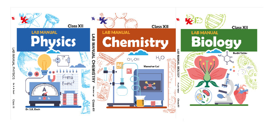 Lab Manual Physics, Chemistry & Biology (HB) With Worksheet (Set of 3 Books) | For Class 12 | CBSE Based | NCERT Based | 2024 Edition | By VK Global Publication