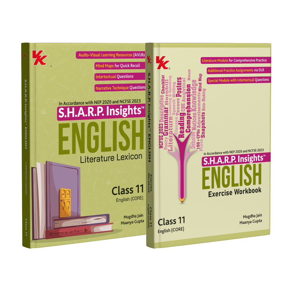 S.H.A.R.P. Insights for CBSE Class 11 English (CORE) Literature Lexicon & Exercise Workbook (Set of 2) by Mugdha Jain (BITS Pilani, IIM-A) & Maanya Gupta (IIM-A) - Edition (2026-27)