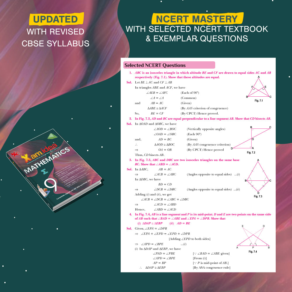 Xam idea Class 9 Mathematics (2025–26) | Latest CBSE Syllabus| NEP 2020 & NCFSE 2023 Aligned | With Competency-Focused & Free Response Qs | Self-Assessment Tests