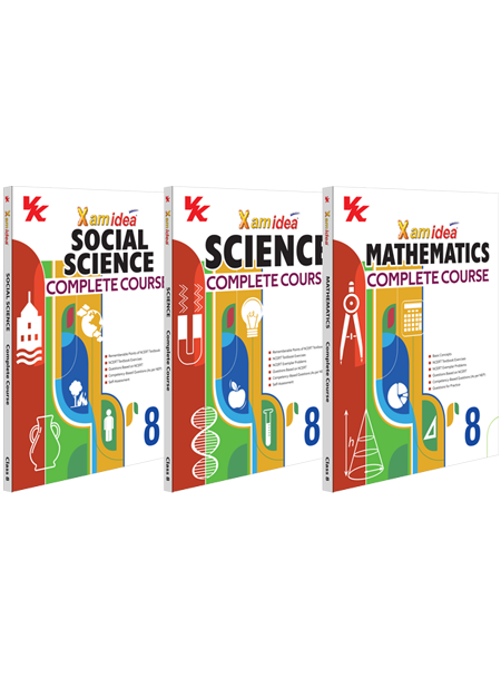 Xam idea Science, Social Science, Mathematics Complete Course Book | Set of 3 Books | Class 8 | Includes CBSE Question Bank and NCERT Exemplar (Solved) | NEP | Examination 2024-25