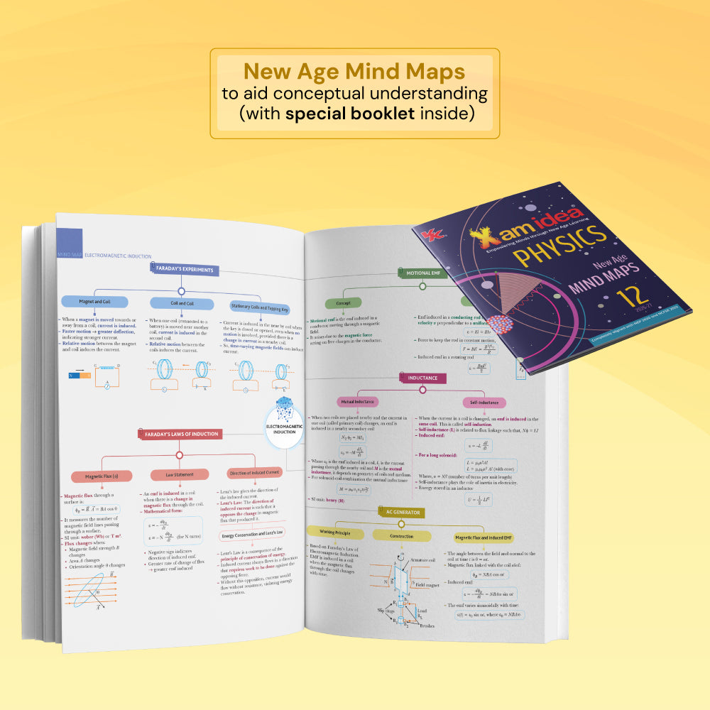 Xam idea Physics Class 12 – (CBSE 2026-27) | Mind Maps | Solved NCERT | Solved PYQs | MCQs, A-R, Case-based, VSA, SA, LA Questions | Solved 2026 CBSE Examination & Sample Papers