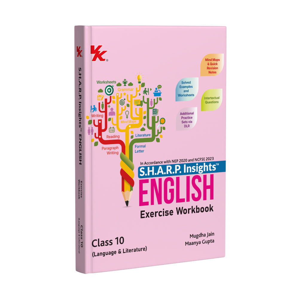 S.H.A.R.P. Insights Class 10 English (Language & Literature) Exercise Workbook (CBSE 2026-2027) | Audio Visual Learning  | Mind Maps | Competency Focused Questions | Digital Support through S.H.I.V.A.R.T.H. Platform