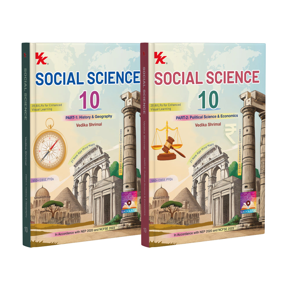 Social Science Class 10 (Part 1 & 2) by Vedika Shrimal | CBSE 2026 – 27 | Based on Latest NCERT Syllabus | NEP 2020 & NCF-SE 2023 Aligned | Mind Maps | Audio Visual Learning | CBSE PYQs