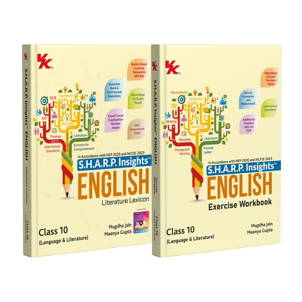 S.H.A.R.P. Insights Class 10 English (Language & Literature) Set – Literature Lexicon + Exercise Workbook (CBSE 2026-2027) | Audio Visual Learning  | Mind Maps | Competency Focused Questions | Digital Support through S.H.I.V.A.R.T.H. Platform