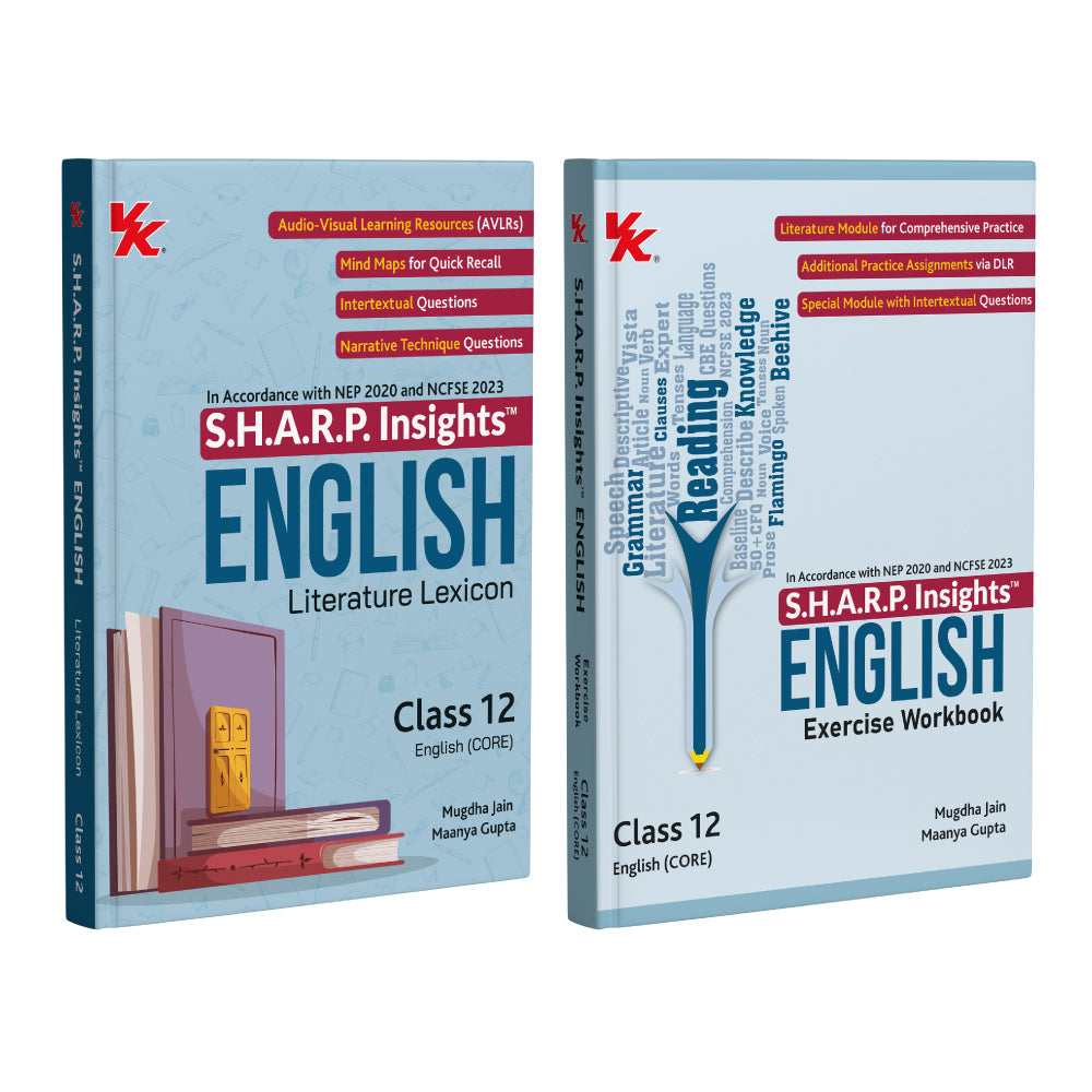 S.H.A.R.P. Insights for CBSE Class 12 English (CORE) Literature Lexicon & Exercise Workbook (Set of 2) by Mugdha Jain (BITS Pilani, IIM-A) & Maanya Gupta (IIM-A) - Edition (2026)