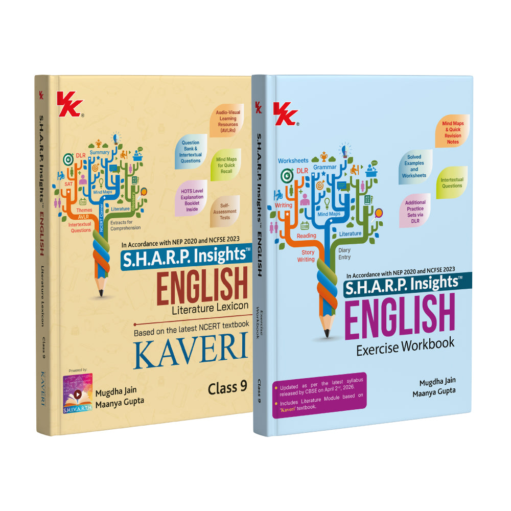 S.H.A.R.P. Insights Class 9 English Set – Literature Lexicon + Exercise Workbook  (CBSE 2026-27) | Based on New NCERT Textbook ‘Kaveri’ & CBSE Syllabus released on April 2, 2026 | Audio Visual Learning | Competency-Based Questions | Best-in-class Authors