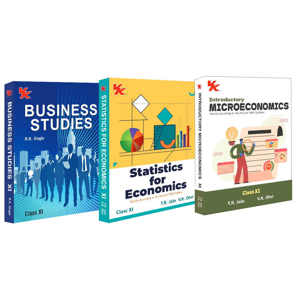 Introductory Microeconomics and Statistics for Economics By TR Jain & VK Ohri & Business Studies By RK Singla Class 11 (Set of 3) | CBSE (NCERT Solved) | 2024-25 Examination