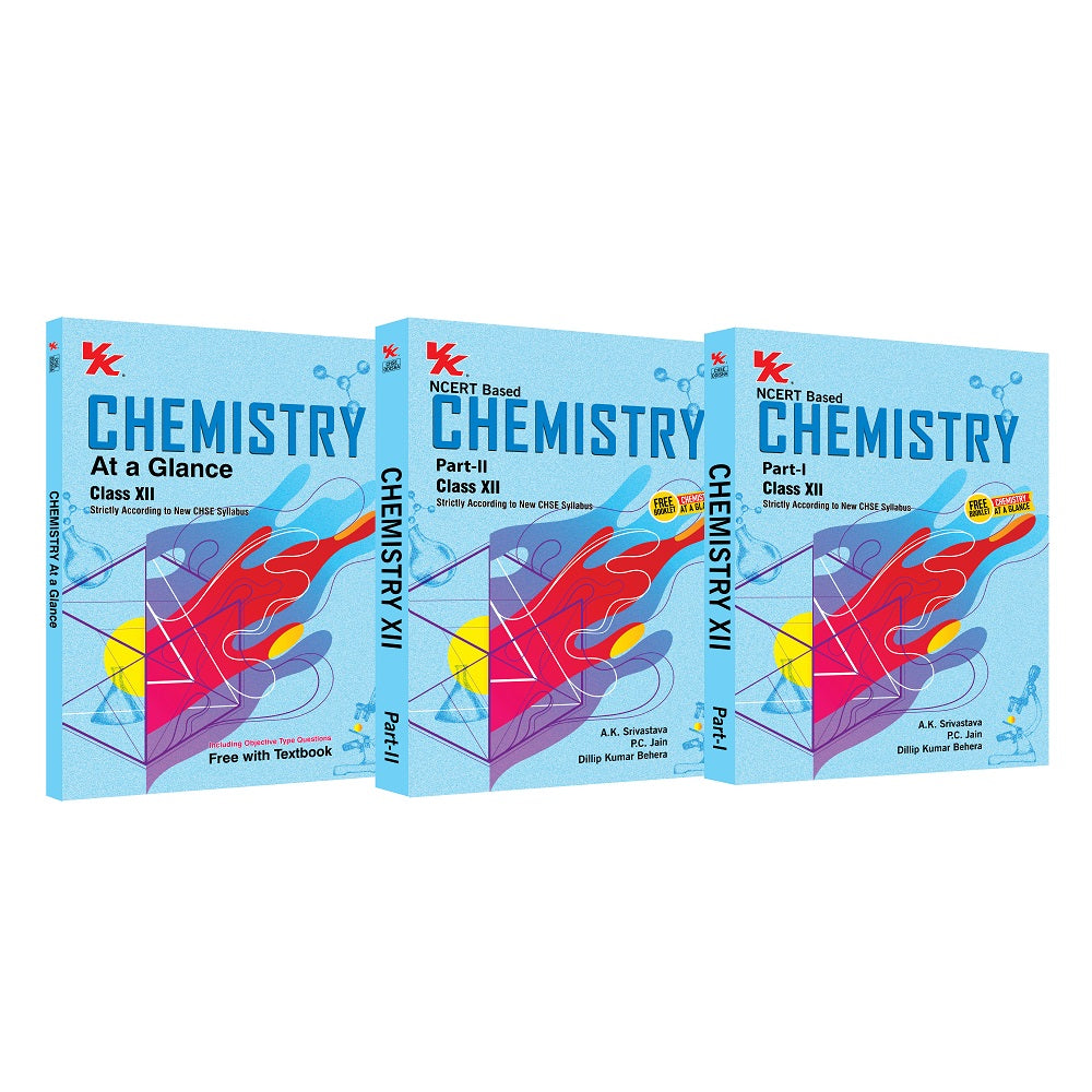 Chemistry Part I & II Textbooks (Set of 3) & Free Glance of Objective Type Question Book for Class 12 CHSE Board 2024-25 Examinations