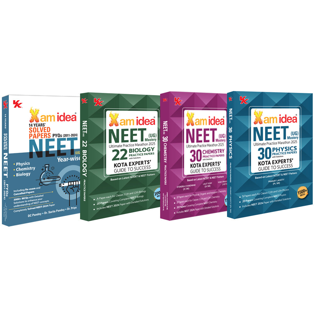 Xam Idea NEET UG Biology Practice Papers with Solutions from KOTA Experts & NEET 14 Years Solved Papers by D.C Pandey | Set of 2  for 2025 Examination.