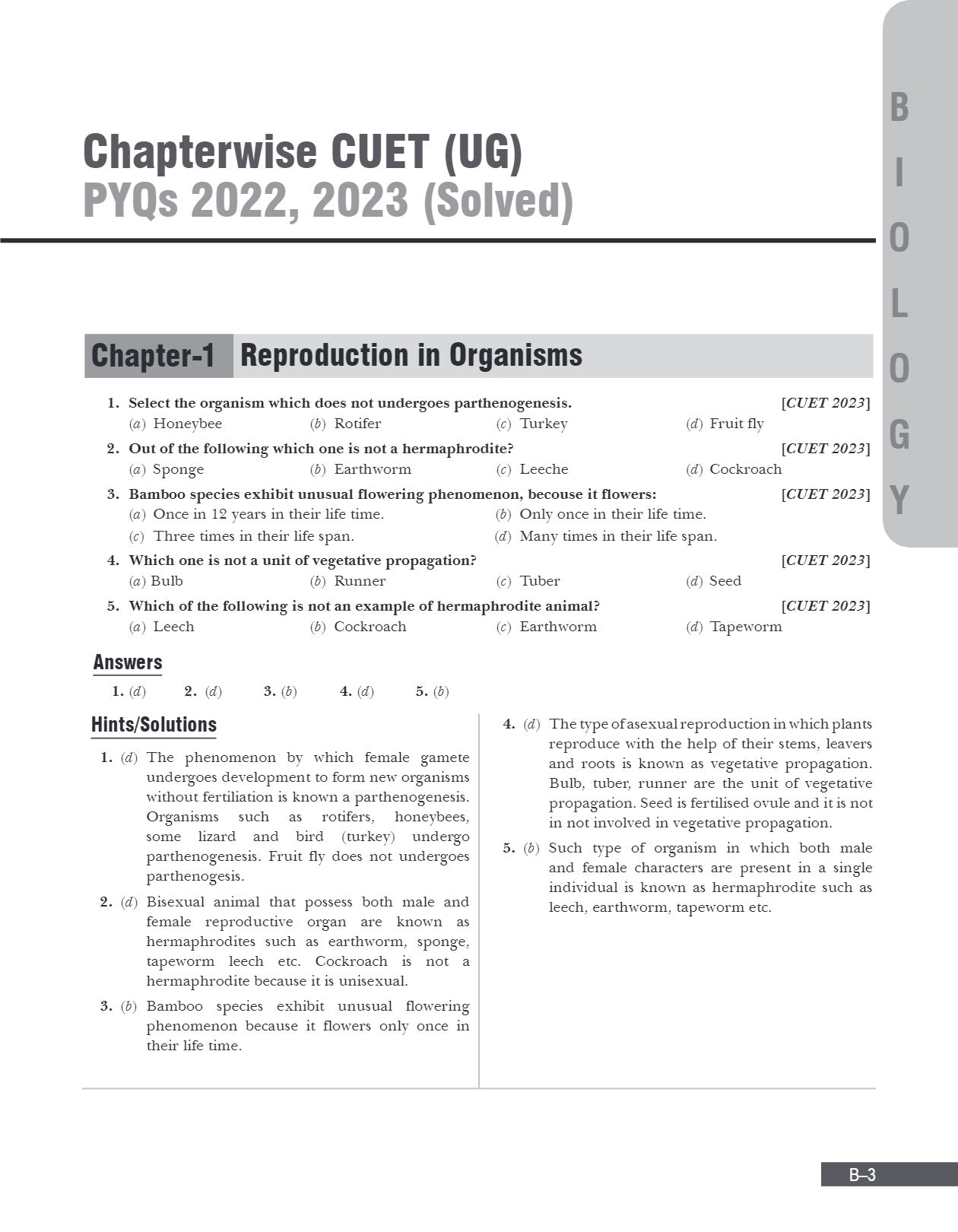 NTA CUET (UG) Biology Book | 10 Sample Papers (Solved) | 5 Mock Test Papers | Common University Entrance Test Section II | Including Solved Previous Year Question Papers (2022, 2023 ) | For Entrance Exam Preparation Book 2024