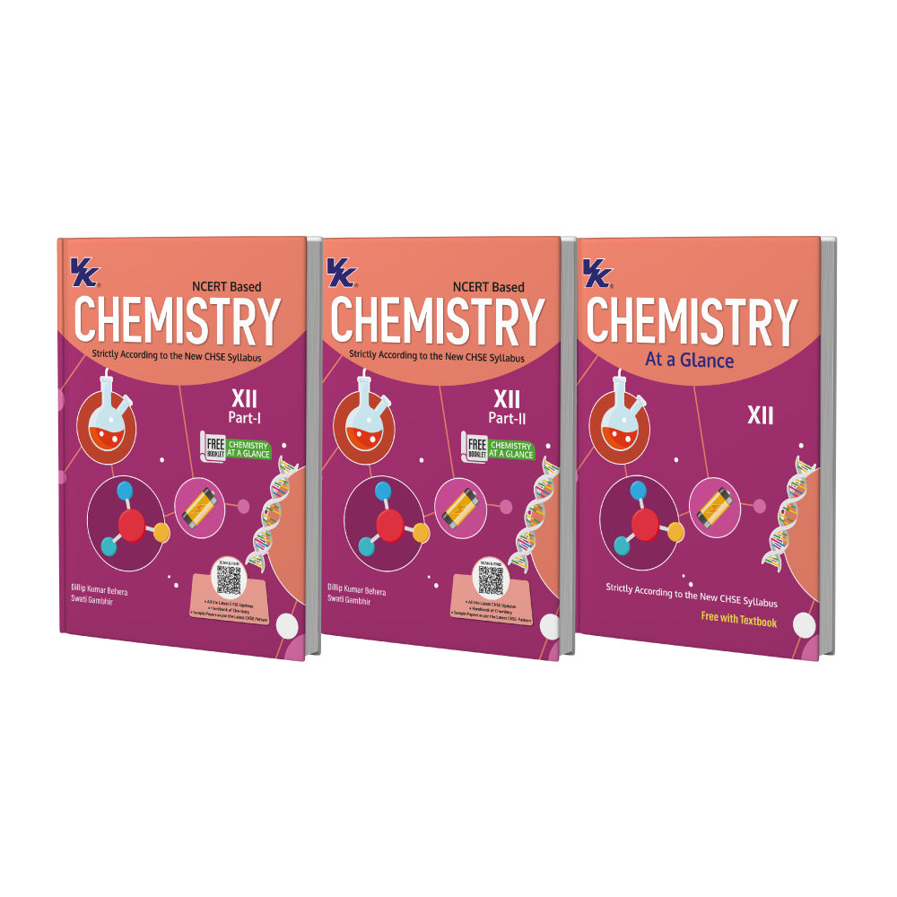 Chemistry Part I & II Textbooks (Set of 3) with a Free Booklet Glance of Objective Type Question Book for Class 12 CHSE Board 2025-26 Examinations