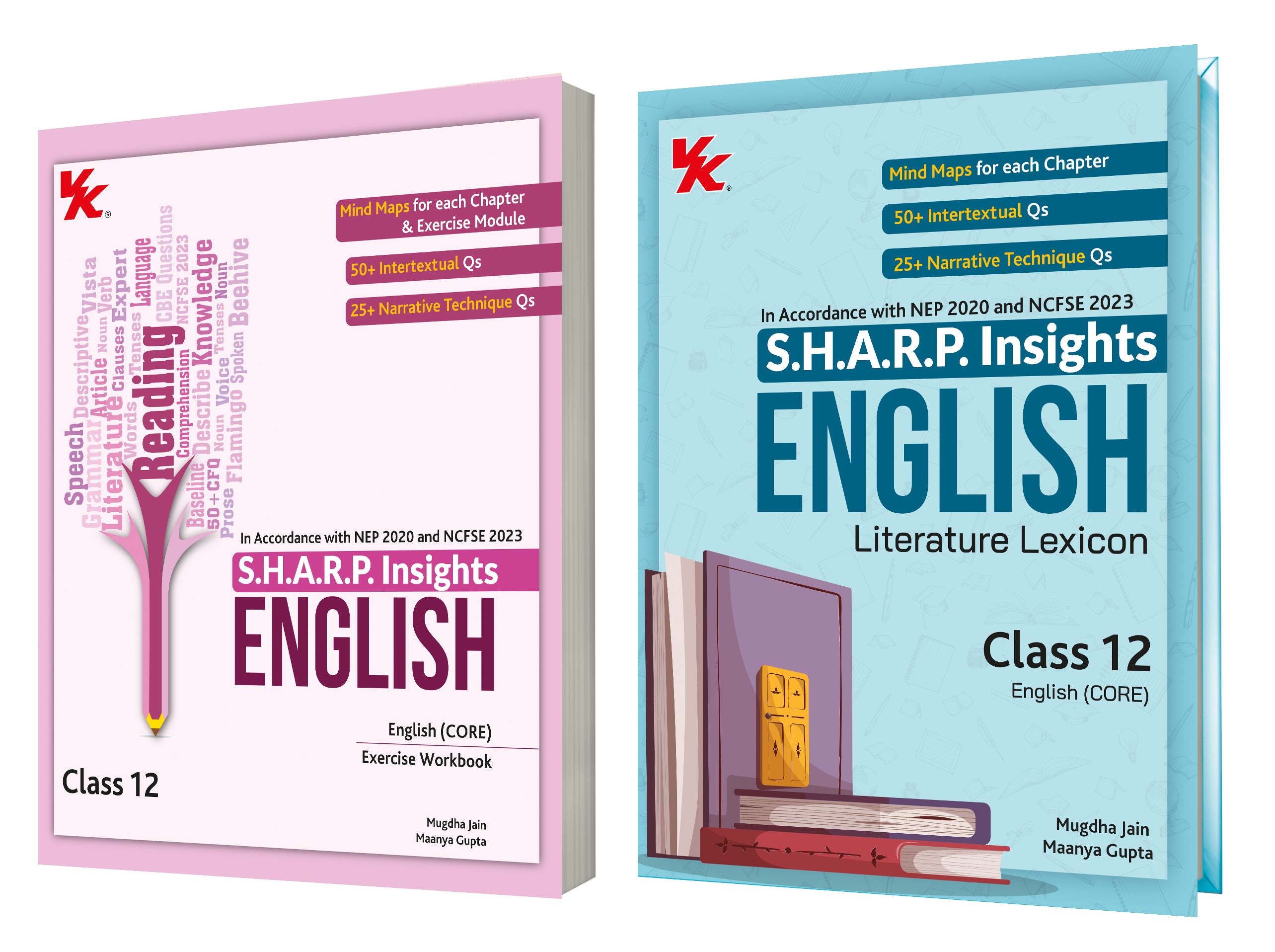 S.H.A.R.P. Insights for CBSE Class 12 English (CORE) Literature Lexicon & Exercise Workbook (Set of 2) by Mugdha Jain (BITS Pilani, IIM-A) & Maanya Gupta (IIM-A) - Edition (2025-26)