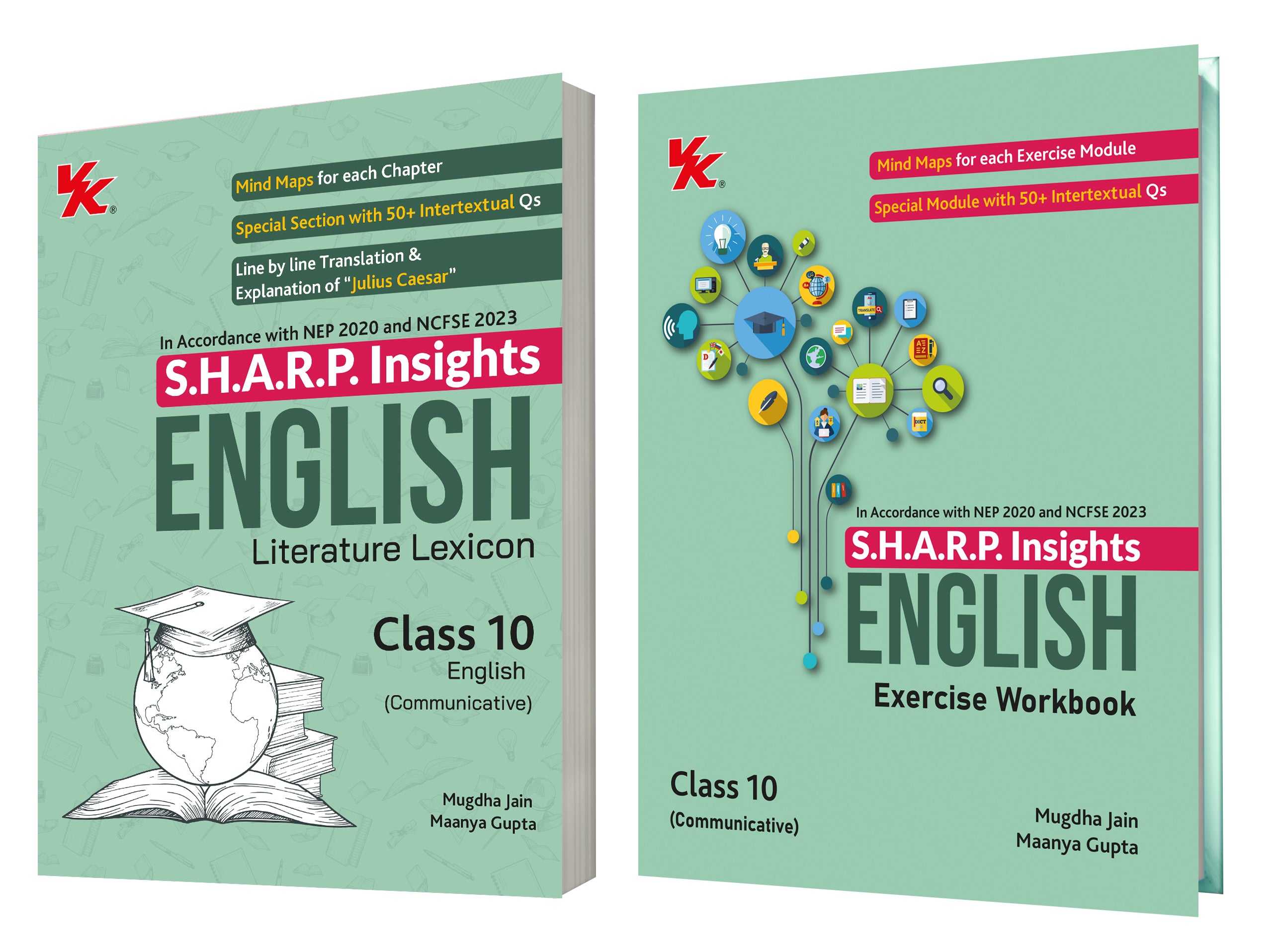 S.H.A.R.P. Insights for CBSE Class 10 English (Communicative) Literature Lexicon & Exercise Workbook (Set of 2) by Mugdha Jain (BITS Pilani, IIM-A) & Maanya Gupta (IIM-A)- Edition (2025-26)