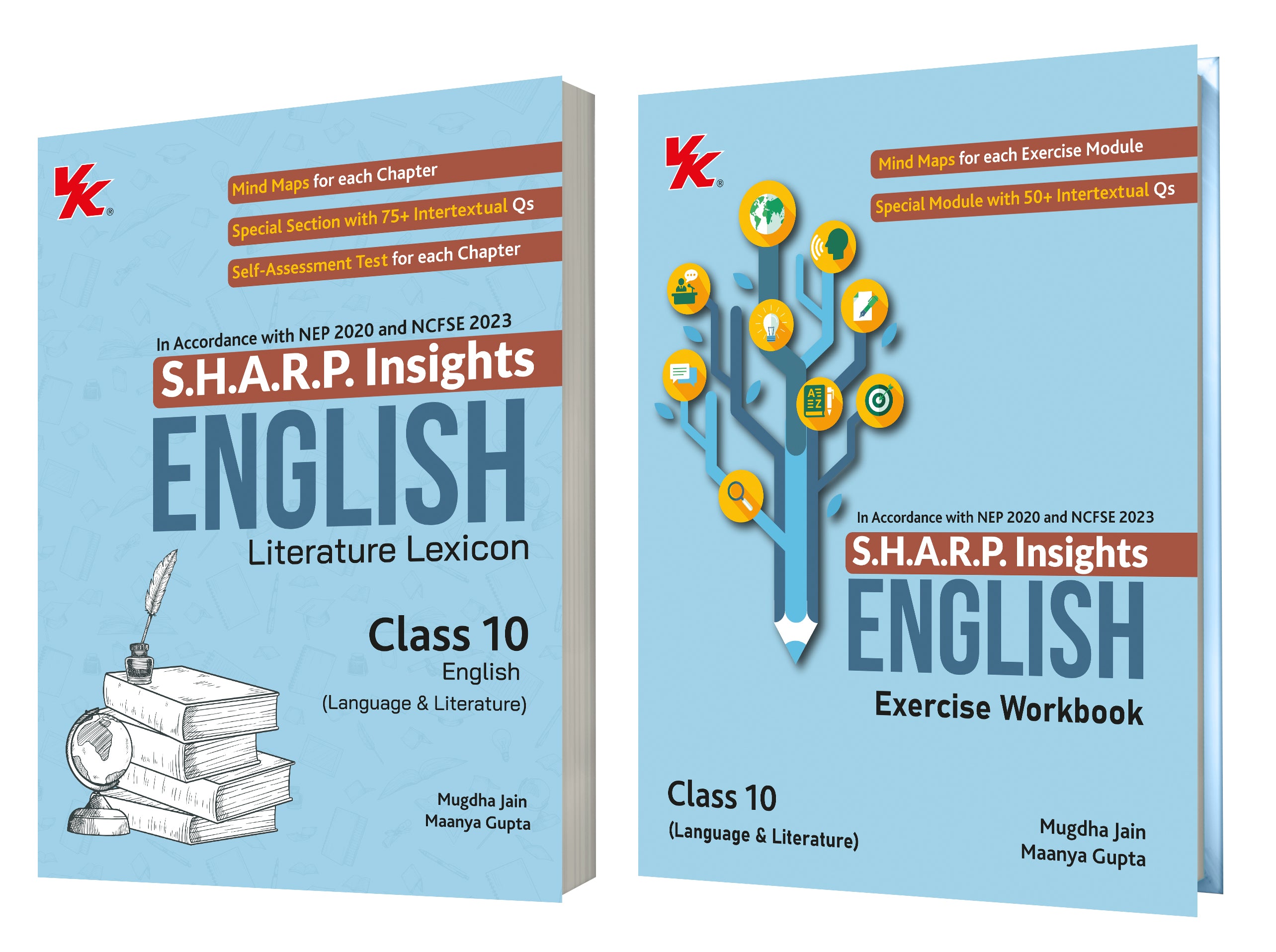 S.H.A.R.P. Insights for CBSE Class 10 English (Language and Literature) Lexicon & Exercise Workbook (Set of 2) by Mugdha Jain (BITS Pilani, IIM-A) & Maanya Gupta (IIM-A) - Edition (2025-26)