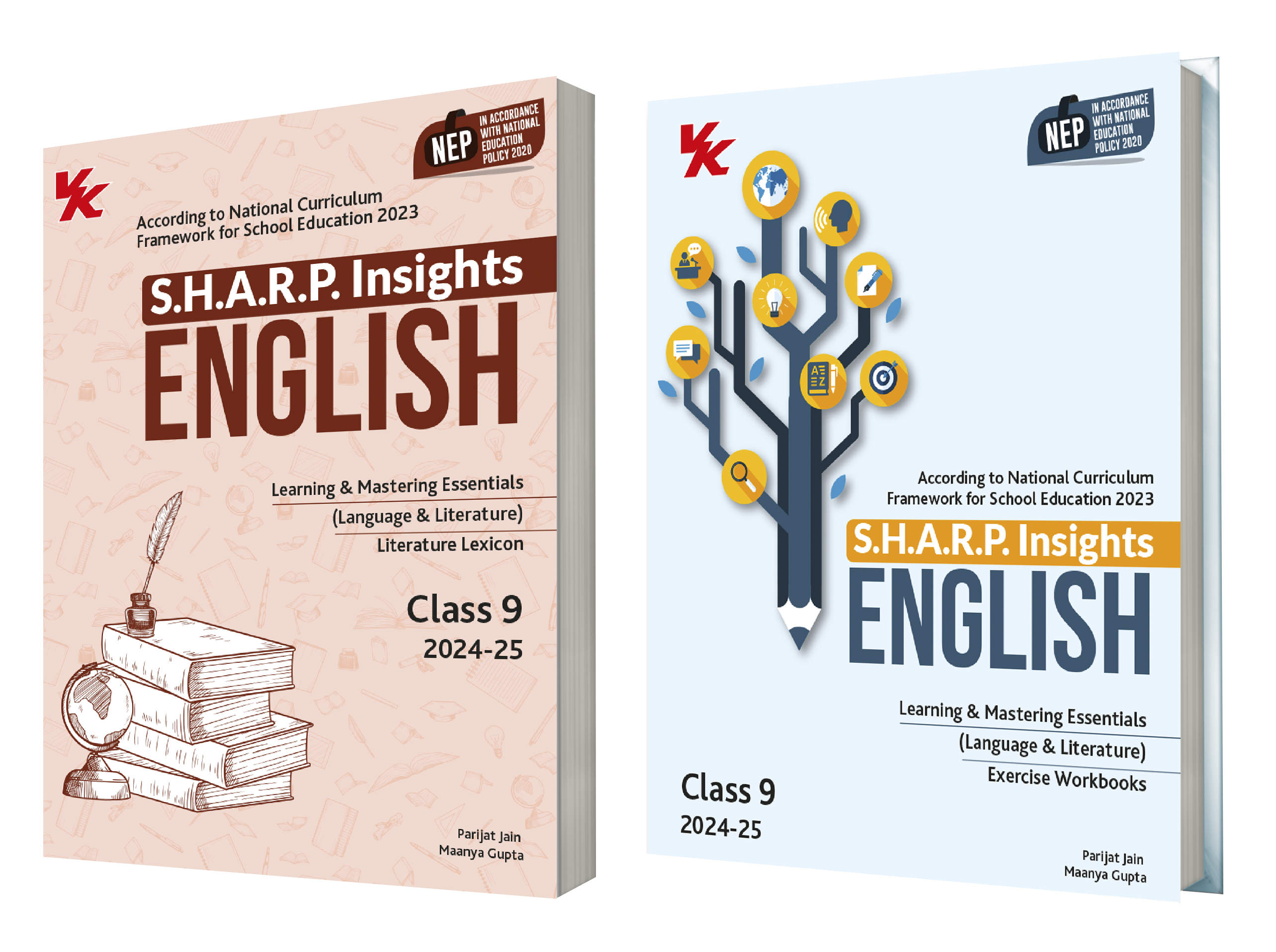 S.H.A.R.P. Insights for English ( Language and Literature ) Lexicon with Exercise Workbook for Class 9 CBSE 2024-25 (Set of 2 ) by Parijat Jain (IIT-D,IIM-A) & Maanya Gupta (IIM-A) by VK