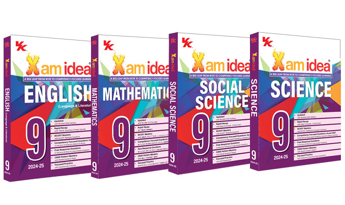 Xam idea Bundle Set of 4 (Science, Social Science, Mathematics & English (Lang. & Lit) Class 9 | CBSE | Chapterwise Question Bank | Based on Revised Syllabus | NCERT Questions Include | 2024-25 Exam